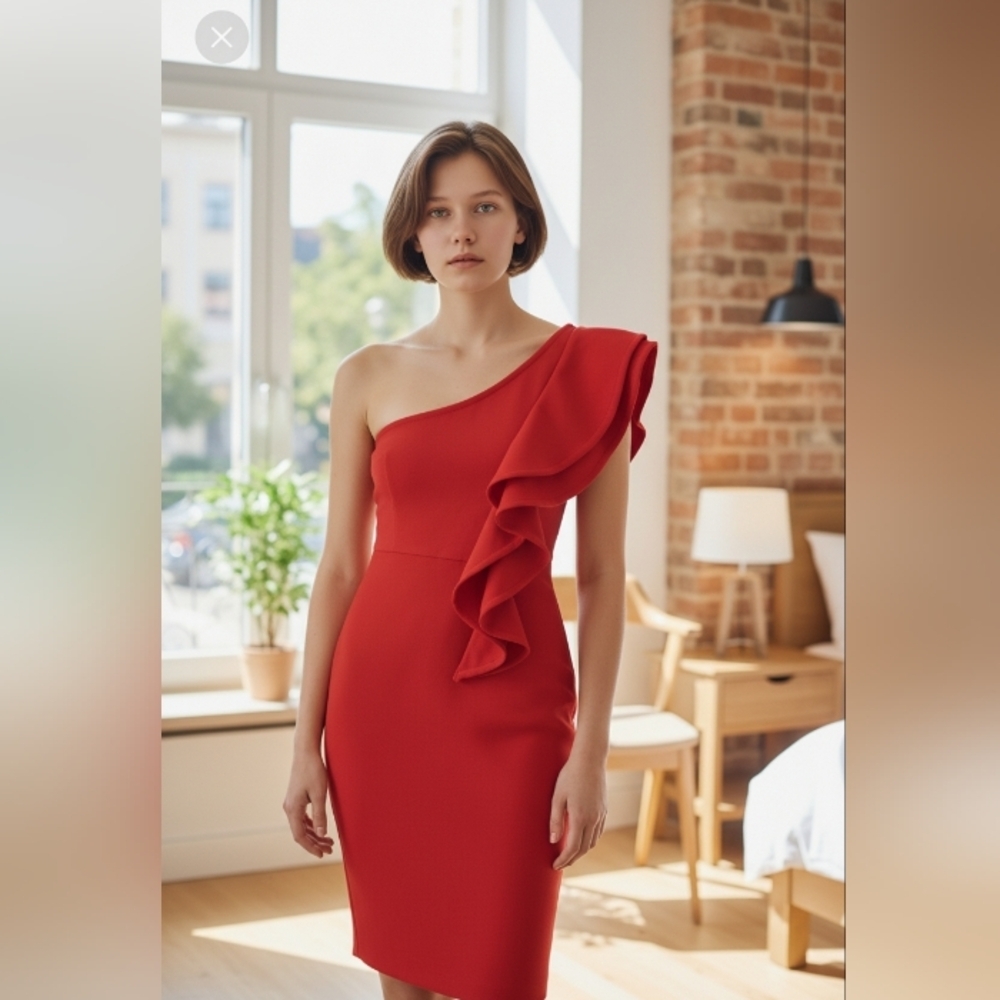 BAOSUU Red One Shoulder Dress NWT